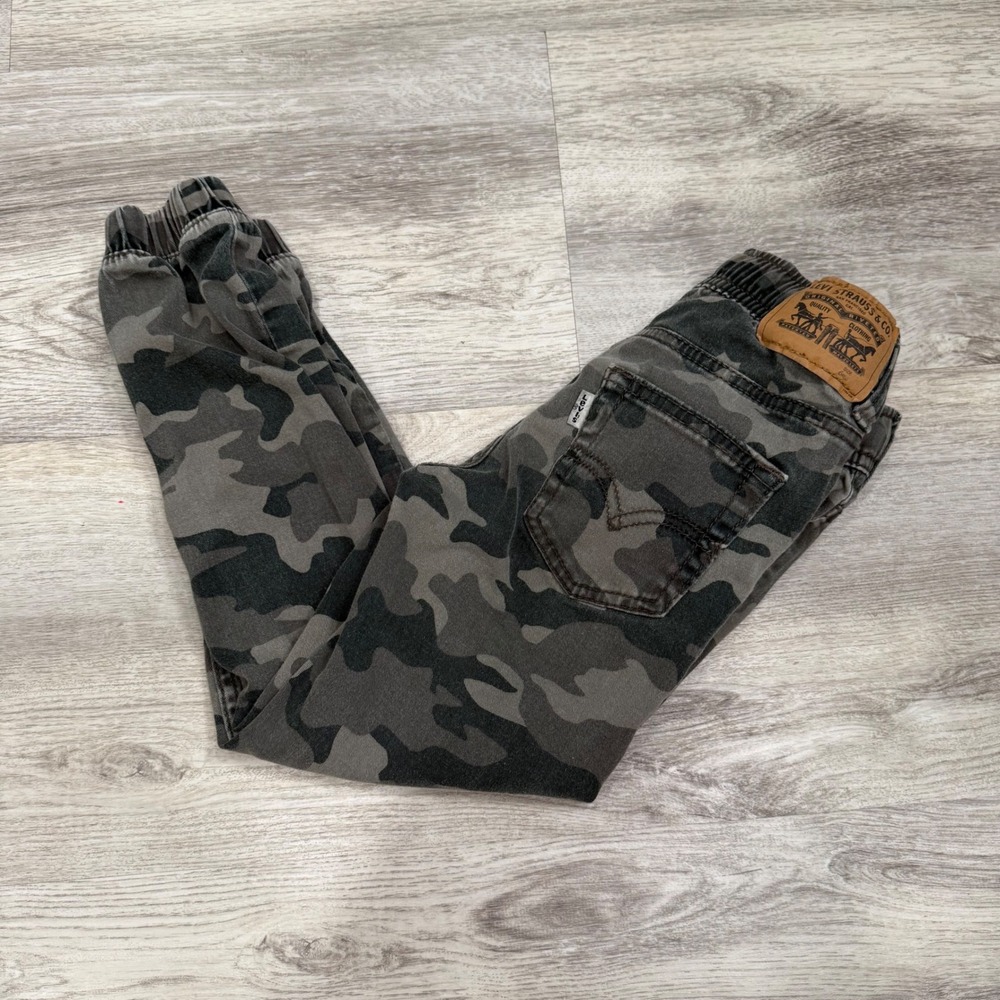 Levi's Kids Camo Jogger Pants Elastic Waist Drawstring Size 6 110-116cm‎